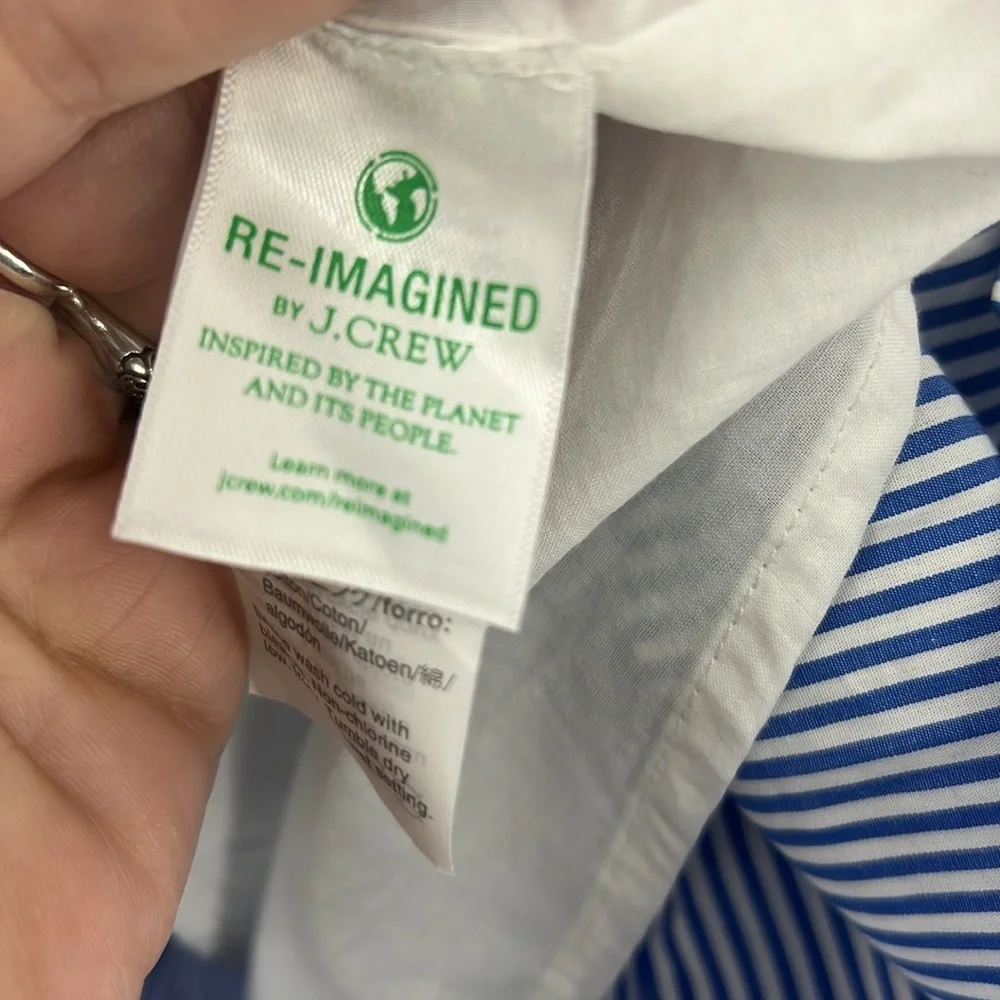 J. Crew | Ruffleneck tiered seersucker, sidezip, popover dress L